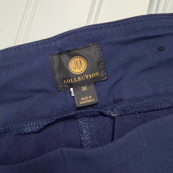 JM Collection Women’s Plus 3X Blue Pull-On Capri Pants Stretch Jeweled Hem - Picture 4 of 7